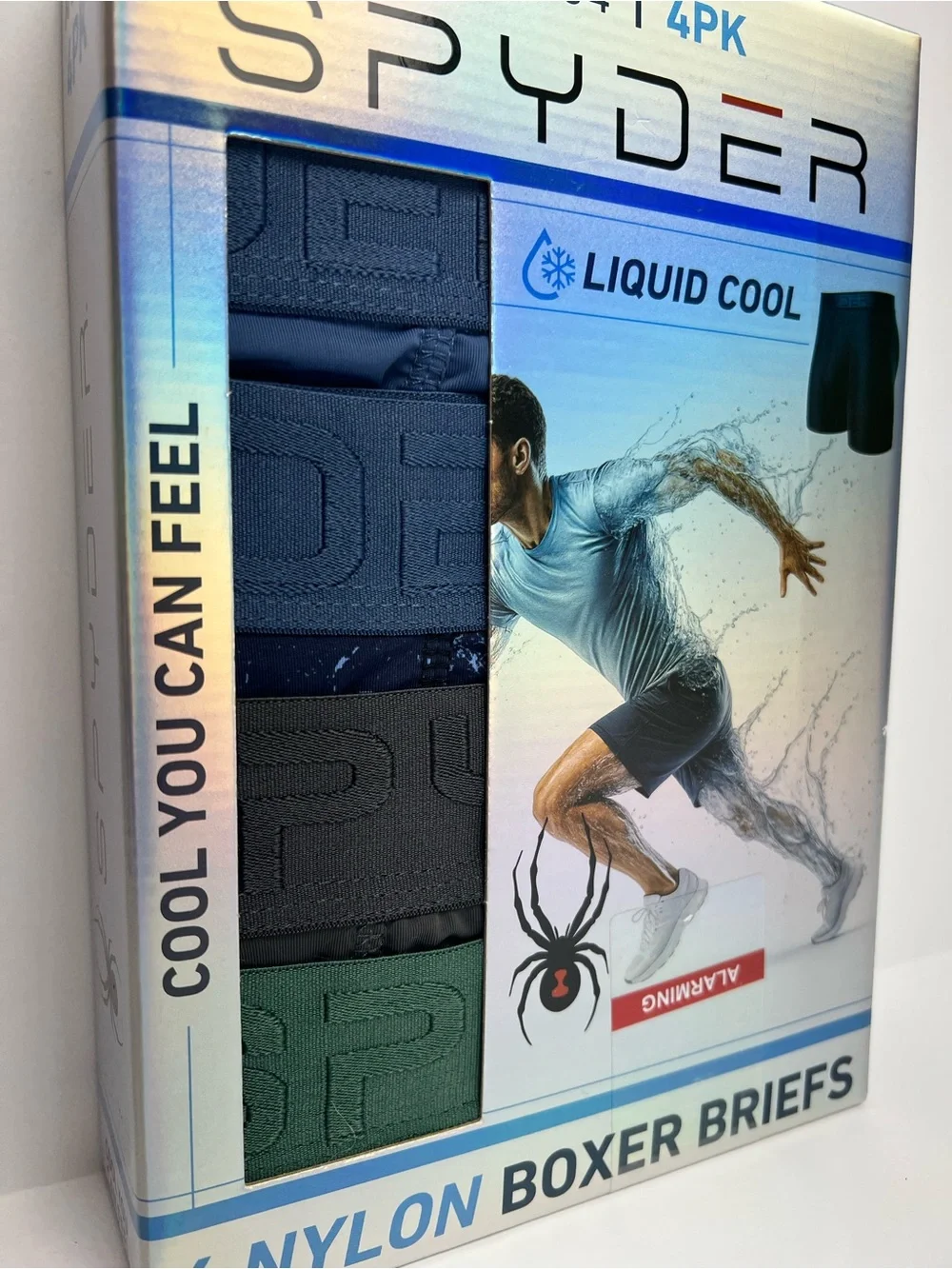 SPYDER 4 Pack Liquid Cool Nylon Boxer Briefs Men's M 32-34 Nylon multicolor